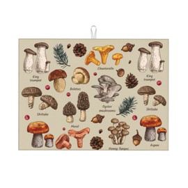 Mushroom Dish Drying Mats For Kitchen Counter XL Microfiber Kitchen Drying Mat Large Draining Pad Absorbent Quick Drying Dish Mat 18x24 Inch