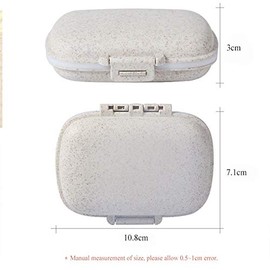 1 PCS Wheat Straw Pill Box Fashion Travel Pill Organizer Mini Size Portable Vitamin Case Safe Food Grade PP Material Two-Layer Folding Design 8 Grid