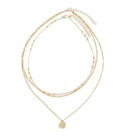 Tivleed 14K Gold Plated Layered Necklace Set – Triple Disc Pendant & Delicate Chain (3-Layer Elegant Jewelry)