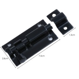 TRIXES 75mm Slide Bolt Lock - for Bathroom Toilet Shed - Door Lock - Catch - Latch - Matte Black – for Home Yard Garden – Easy Install - Screws Included