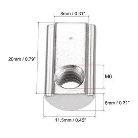 TA-VIGOR M6 T Slot Nuts Roll-in Spring T-Nuts, Carbon Steel Nickel Plated for 3030 Series Aluminium Extrusion Profile Rail 8mm Slot, 20Pcs