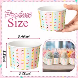 Bokon 100 Pcs Paper Ice Cream Cups 9 oz Disposable Dessert Donut Bowls Snack Cups Soup Cups for Birthday Baby Shower Multicolor Rainbow Party Decorations Ice Cream Party Supplies