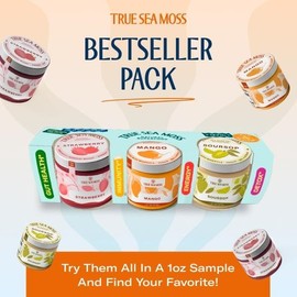 TrueSeaMoss Top 3 Best-Selling Gels – 1 oz Jars: Strawberry, Mango & Soursop – Rich in Minerals & Vitamins – supports immunity, improves digestion, boosts energy, promotes skin & hair health:_Berry & fruity pack