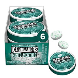 ICE BREAKERS Wintergreen Mints, Mint Candy, Candy Bulk Box to Share, Candy Bulk Box, 42g (6 Count)