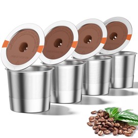 RETHONE K Cup Reusable Coffee Pods Compatible with Keurig 1.0 & 2.0 Coffee Machines, Stainless Steel Reusable K Cups Brewers Refillable K Cups (4 Pack)