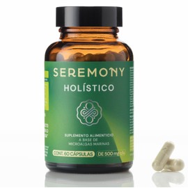 SEREMONY Holistico - Fitoplancton Marino multiespecie y salvaje - Suplemento Natural rico en Vitamina A + Vitamina B + Vitamina C, Antioxidantes, Aminoácidos, Omega 3 - Vegano - 60 cápsulas - Origen Canadá