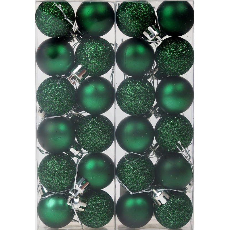 BWG Set Of 24 Mini Christmas Emerald Green Glitter Tree