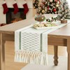 Hibate Sage Green Boho Table Runner for Home Decor Macrame