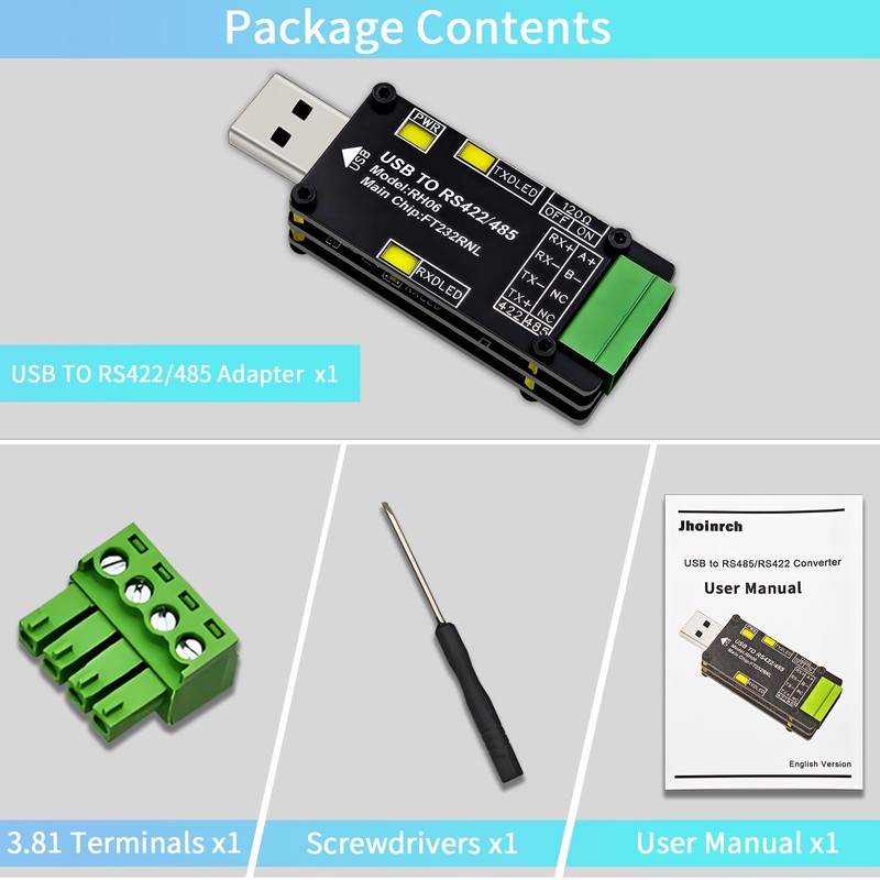 Jhoinrch USB to RS485 RS422 Converter Adapter