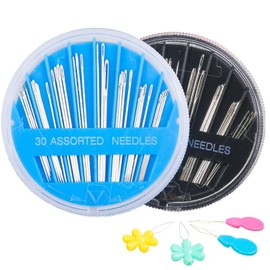 Hekisn 60-Pack Premium Hand Sewing Needles Set, 6 Sizes Embroidery Needles Kit with Threaders, Assorted Large Eye Sewing Needles for Repair, DIY, Art & Craft Projects(Black&Blue)