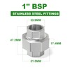 TAISHER 1PCS 304 Stainless Steel Union，1" BSP Female Cast Pipe