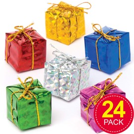 Baker Ross AR828 Mini Present Christmas Decoration Crafting Embellishments, Pack of 24, Assorted