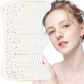 Mrltau 12 pieces glitter face freckle tattoo, glitter freckle tattoo foil, glitter face gold, glitter face silver, festival glitter face