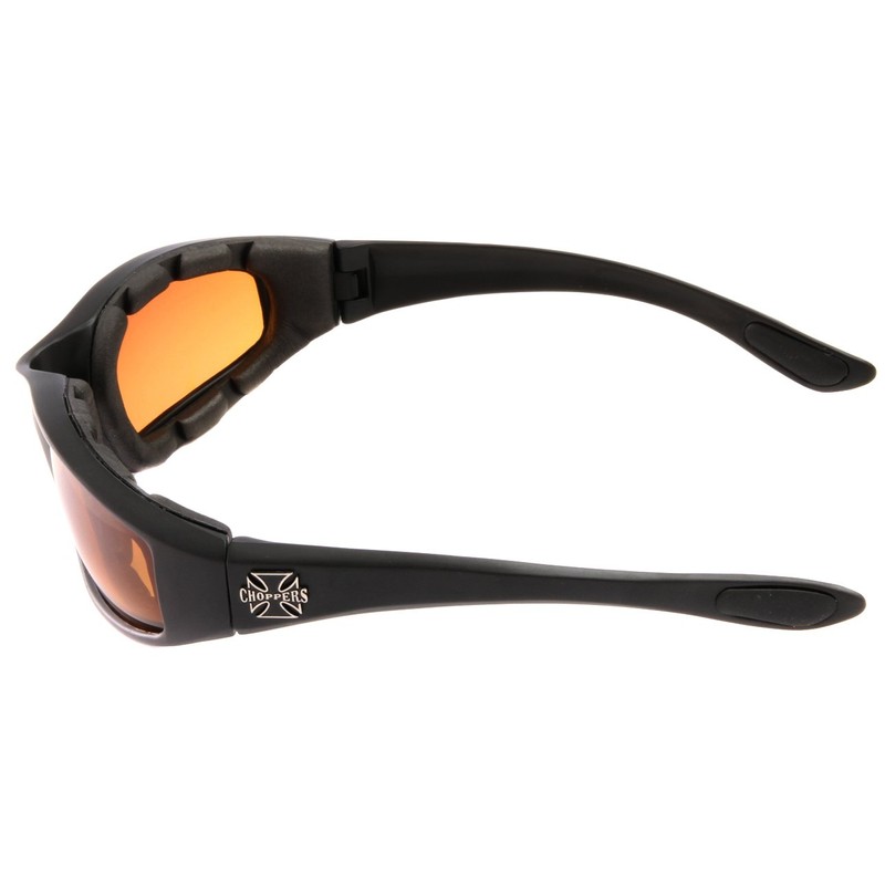 Chopper Men's Motorcycle Wrap 65mm Amber Lens Sunglasses, ['Amber', 'Black']