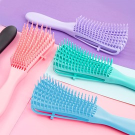 Cepillo para desenredante fácilmente Cabello Rizado Cepillo,Peine de Pulpo plastico,Minimiza Dolor y Daños,Desenreda Todo Tipo de Cabello,Exfoliando Tu Cuero Cabelludo,Hacer que Cabello Lmpio y Suave (Rosa)