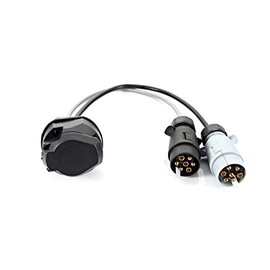 Leisurewize Twin Electric (12N/12S) Car to Caravan Adaptor, 13-Pin to 7-Pin, With Lid on 13-Pin Plug (LW654)