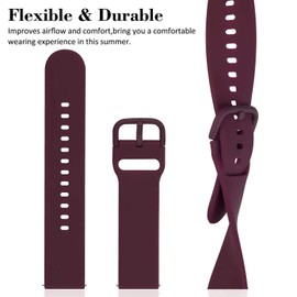 ViCRiOR Bands Compatible with 19mm ID205L Smart Watch, Quick Release Soft Silicone Fadeless Pattern Printed Floral Replacement Band for ID205L, ID205G ID205 ID205U ID205S, Wine