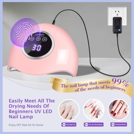 LadyMisty - Lámpara de uñas LED UV de 72 W para esmalte de uñas con 18 abalorio, 3 ajustes de temporizador y visualización táctil LCD, sensor automático, uñas profesionales, color rosa