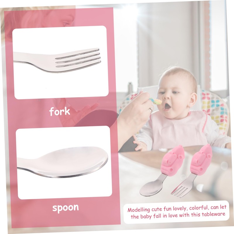 ABOOFAN 1Set Training Spoon and Fork Set Tableware for Handle