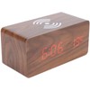 Wireless Charging Clock Digital LED Electronic Alarm Rectangular Wooden Bedside