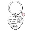 QMVMV Funny Elephant Keyring Gifts Animal Lover Gift Beware Crazy