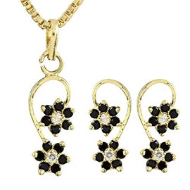 Efulgenz Fashion Jewelry Set Gold Tone Plated Cubic Zirconia Pendant Necklace Set with Earrings for Women and Girls Brides and Bridesmaid, Copper, not known