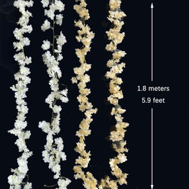 duoyif Flower Garland Artificial Cherry Blossom Garland Flower Vine Flower Garland Spring Aesthetic Garland Silk Flowers Hanging Vines for Wedding Party Garden Room Decoration 1.8 m 4 Pieces (2