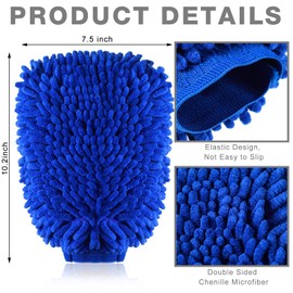 Riakrum 12 Pcs Car Wash Mitts - Chenille Microfiber Mitts Scratch Free Ultra Absorbent Wash Sponge Cloths for Cars, Trucks and Boats - Regular Size, 7.5'' x 10.2''