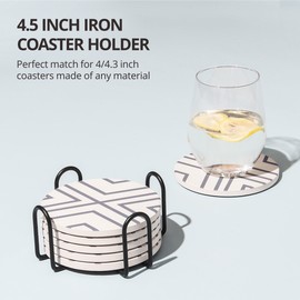 LIFVER 4 Inch Black Iron Metal Coasters Holder for Both Round and Square Coasters, Diameter Inch, Hold Up to 7 Lifver Coasters, Suitable for 4 Inch or 4.3 Inch Coasters