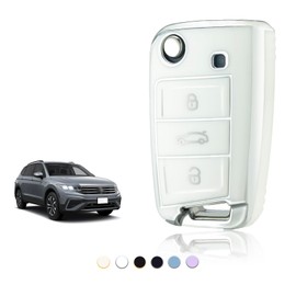 TOOMUME Key Cover, Car Key Case Suitable for VW Volkswagen Golf 7 MK7 Polo Jetta Tiguan Seat Leon Fabia Ibiza Skoda Fabia Octavia Superb, Key Cover Protection Key Shell – Flip Key