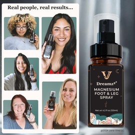 Jane Vine Dreamzzz Magnesium Spray for Feet and Sleep – Blended Formula Magnesium Oil with Lavender & Coconut Oil - Topical Magnesium Body Foot and Leg Spray for Women - Reduced Stickiness - 4.2 oz