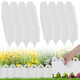Connectable Garden Landscape Edging - 15ft Total Length No Need Digging Lawn Fence Border for Dividing Yard Flower Bed Areas, Included 23pcs 8.3" L x 5.9" H White Panels