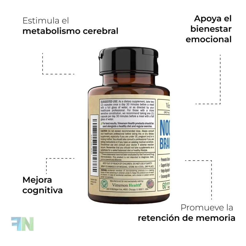 Potenciador Cerebral Nootrópico Vimerson Health 60caps