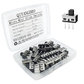 QIYANGBRO 18PCS 5mm High Knob Vertical Micro Mini Slide Switchs,3 Pin 2 Position 1P2T SPDT Toggle Switches Panel Mount AC 125V 2A (QYSS12D10)