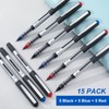 15 Pack Rollerball Pens, 0.5mm Liquid Ink Pens Gel Ink