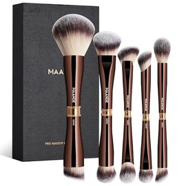 MAANGE Juego de brochas de maquillaje Kabuki de doble punta para base, contorno, polvo líquido, corrector de sombras de ojos, crema, cosméticos, mezcl