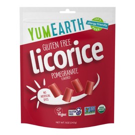 YumEarth Organic Gluten Free Pomegranate Licorice Snack Packs - Allergy Friendly, Gluten Free, Non-GMO, Vegan, No Artificial Dyes - 5 Ounce (Pack of 1)