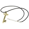 HEN-NIGHT Eren Jaeger Key Pendant Necklace, Gold Metal Black Leather,