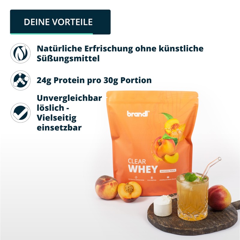 brandl Clear Whey Isolate ohne künstliche Süßstoffe | 80% Eiweiß