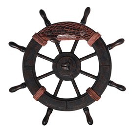 Wooden Wheel Mediterranean Wall Decor Nautical Boat Steering Wheel Wall Art for Coastal Theme Interior Beach House Decoration