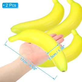 PATIKIL 2 Pcs Artificial Banana, Foam Simulation Fake Banana Lifelike Realistic Faux Fake Fruit Model for Home Kitchen Party Decoration, Photography Props