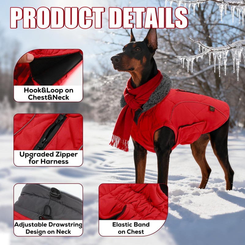 EMUST Dog Jackets for Winter, Cold Weather Coats for Dogs,