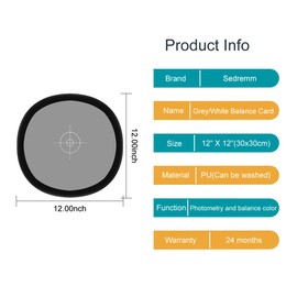 Sedremm Gray/White Balance Card,12x12 Inch (30x30cm) Portable Focus Board Two Sides Double Face 18% Grey/White Balance Reference Card with Carry Pouch for Canon Nikon Sony