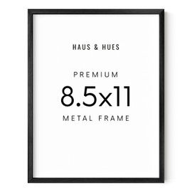 HAUS AND HUES 8.5x11 Black Picture Frame - Black 8.5x11 Frame Aluminum, Vertical & Horizontal Hanging, Shatterproof Plexiglass - Ideal for Home, Room, Office Decor (8.5x11 in, Black)