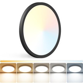 Peasur 11.4×0.66Inch LED Ceiling Light Flush Mount Fixtures - 24W Ultra-Thin Bedroom Kitchen Lighting, 3000k/3500k/4000k/5000k/6500k 5 Color Temperatures Selectable for Dining Room (White)