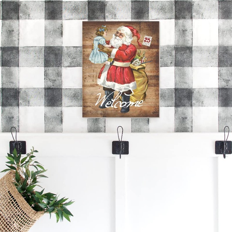 Welcome Santa With Sack Farmhouse Style Wood Wall Decor Sign