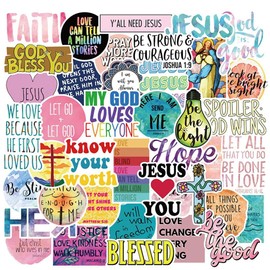 100 Pcs God Jesus Cristianos Cross Faith Stickers Bible Verse Stickers, Inspirational Phrase Christian Stickers Gifts, Waterproof Vinyl Bible Verse Stickers for Water Bottles, Laptop Scrapbooking