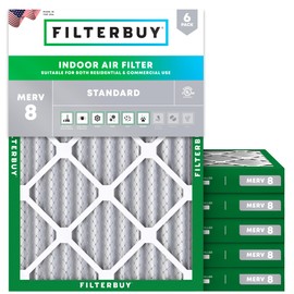 Filterbuy 21x23x2 Air Filter MERV 8 Dust Defense (6-Pack), Pleated HVAC AC Furnace Air Filters Replacement (Actual Size: 21.00 x 23.00 x 1.75 Inches)
