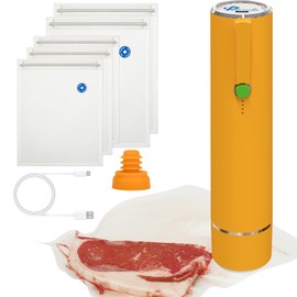 Vacuum Sealer Machine, Portable Handheld Vacuum Sealer with 5pcs Reusable Zipper Vacuum Bags and Vacuum Wine Sealer for Food Preservation Fresh & Save