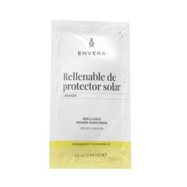 ENVERA | Rellenable de Bloqueador Solar Facial – FPS 50+ UVA/UBV | Protector Solar Facial – Alta Protección | Protector Solar tono Primer Dermatológicamente Probado | Vegano y Libre de Crueldad Animal